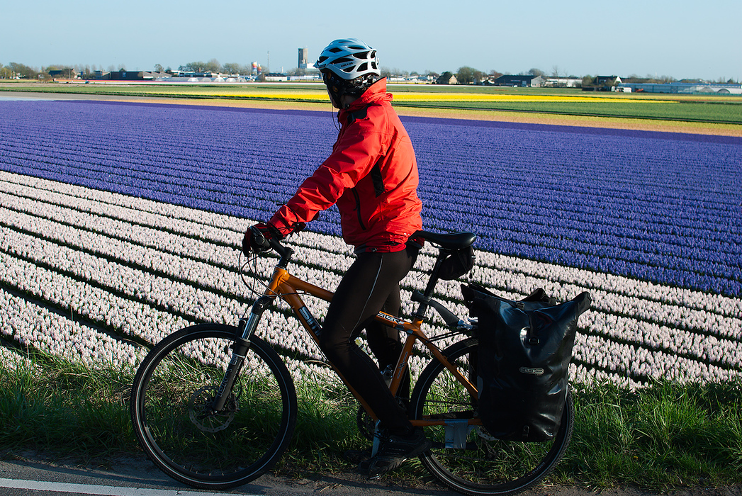 Pedaland prin campurile de flori din Olanda